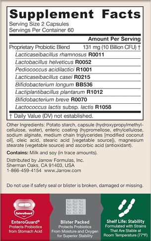 Jarrow Formulas Jarro-Dophilus EPS Probiotics 10 Billion CFU for Intestinal Tract Support, Probiotic Supplement for Gut Health for Women and Men, 120 Veggie Capsules, up to a 60 Day Supply in Kuwait