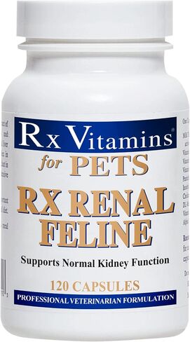Rx Vitamins Renal Feline - Cat Kidney Support with Milk Thistle for Cats - Anti Inflammatory for Cats - Boosts Cat Antioxidant Health & Cat Liver Support - Cat Immune Booster - 120 capsules in Kuwait