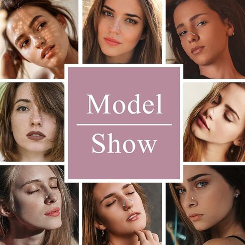 TEN MIRO سلسلة الأنف ثقب عبر الأنف الجراحية الصلب الأنف ثقب المجوهرات تشيكوسلوفاكيا L على شكل ترصيع الأنف وسلسلة القلب 20 جرام ثقب سلسلة الأنف للنساء (فضية واحدة) in Kuwait