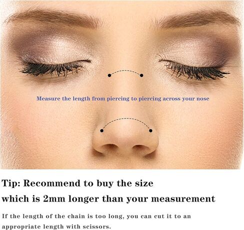 TEN MIRO سلسلة الأنف ثقب عبر الأنف الجراحية الصلب الأنف ثقب المجوهرات تشيكوسلوفاكيا L على شكل ترصيع الأنف وسلسلة القلب 20 جرام ثقب سلسلة الأنف للنساء (فضية واحدة) in Kuwait