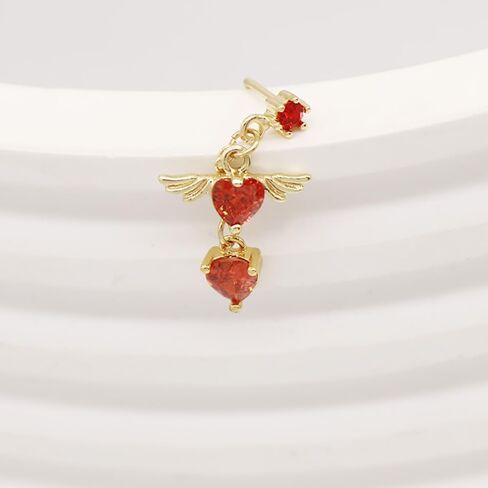 20G CZ Heart Dangle Nose Rings Stainless Steel L-Shaped Nose Studs Screws Dangling Gold Nose Piercing Jewelry for Women in Saudi Arabia