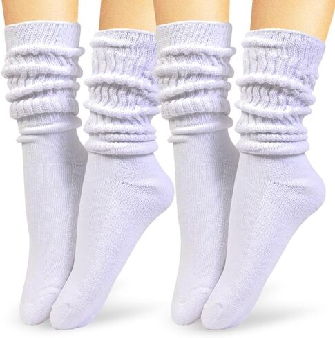 HOT FEET Women's Slouch Socks 2-Pack - Cozy Cotton Blend Scrunch Boot Socks, Long Slouchy Scrunchy Calf Socks, Sizes 4-10 in Saudi Arabia