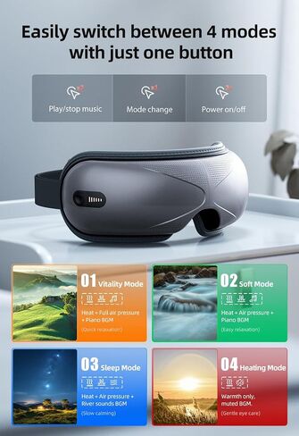 Llano Christmas Gift,2024 Latest Upgrade Eye Massager with Heat, Portable Eye Massage with Bluetooth Music, Smart Eye Mask Massager Sleep Mask Foldable Face Massager for Relax Dark Circles Dry Eyes in Saudi Arabia