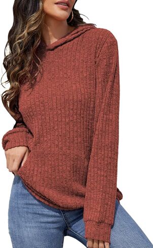 Sweaters for Women Long Sleeve Fashion Hoodies Fall Pullover Sweatshirts with Pocket Tunic Tops in Kuwait