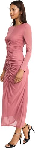Donna Morgan Women's Ruched Maxi Long Sleeve Formal Gown with Side Slit-Elegant Evening Dress in Kuwait