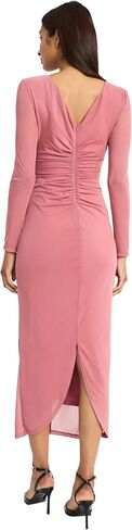 Donna Morgan Women's Ruched Maxi Long Sleeve Formal Gown with Side Slit-Elegant Evening Dress in Kuwait