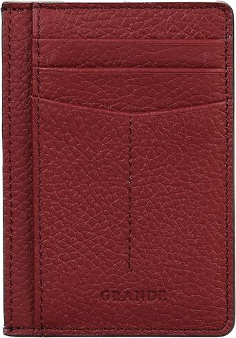 grande 3605 Genuine Leather Card Holder For Women and Men Minimalist Small Pocket Wallet Slim Vertical Card Case (Burgundy) in Saudi Arabia