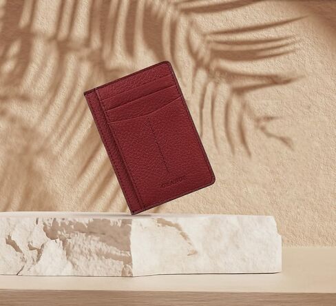 grande 3605 Genuine Leather Card Holder For Women and Men Minimalist Small Pocket Wallet Slim Vertical Card Case (Burgundy) in Saudi Arabia