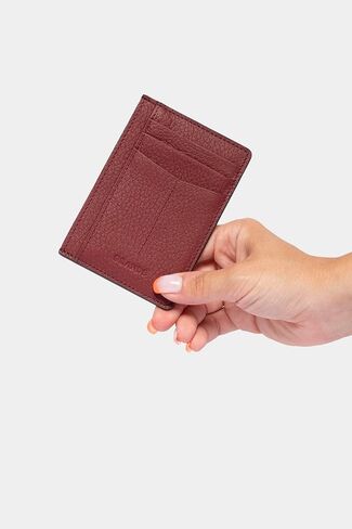 grande 3605 Genuine Leather Card Holder For Women and Men Minimalist Small Pocket Wallet Slim Vertical Card Case (Burgundy) in Saudi Arabia