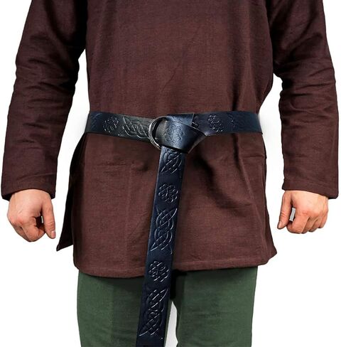 Medieval Alchemy Faux Leather Belt Waist Pack Bag Combo Potion Bottles with 4 Cork Potion Vials, Fantasy Wizard Rivet Belt Side Pouch for Cosplay Renaissance Faire Costume Props Accessories (B-Black) in Kuwait