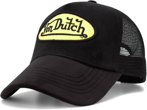 Von Dutch Unisex Trucker Hat - Plush Curved Bill Mesh Back Retro Classic Adjustable Snapback Baseball Cap for Men and Women in Saudi Arabia