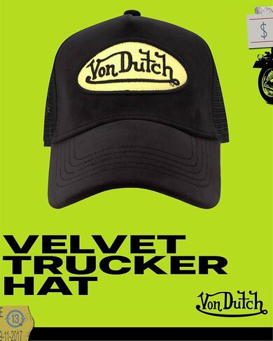 Von Dutch Unisex Trucker Hat - Plush Curved Bill Mesh Back Retro Classic Adjustable Snapback Baseball Cap for Men and Women in Saudi Arabia