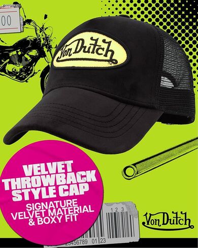 Von Dutch Unisex Trucker Hat - Plush Curved Bill Mesh Back Retro Classic Adjustable Snapback Baseball Cap for Men and Women in Saudi Arabia
