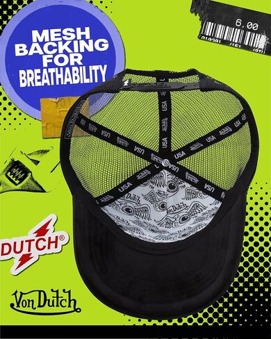 Von Dutch Unisex Trucker Hat - Plush Curved Bill Mesh Back Retro Classic Adjustable Snapback Baseball Cap for Men and Women in Saudi Arabia