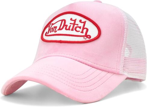 Von Dutch Unisex Trucker Hat - Plush Curved Bill Mesh Back Retro Classic Adjustable Snapback Baseball Cap for Men and Women in Saudi Arabia