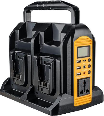 350W Portable Power Supply Inverter Power Adapter for Dewalt 20V MAX Li-ion Battery DC 20V to AC 120V Converter with AC Output, USB Port, Type-C Port, 300LM LED Light for Camping Emergency in Saudi Arabia