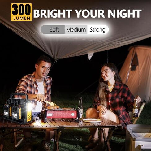 350W Portable Power Supply Inverter Power Adapter for Dewalt 20V MAX Li-ion Battery DC 20V to AC 120V Converter with AC Output, USB Port, Type-C Port, 300LM LED Light for Camping Emergency in Saudi Arabia