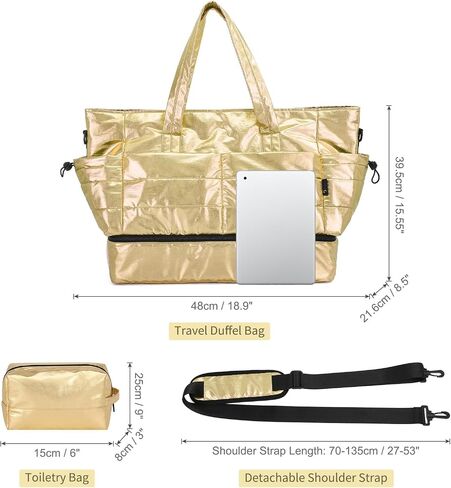 Travel Duffel Bag for Women, 50L Weekender Bag, Gym Bag with Shoes Compartment, Carry on Overnight Bag with Toiletry Bag for Travel Trip Camping, Black in Saudi Arabia