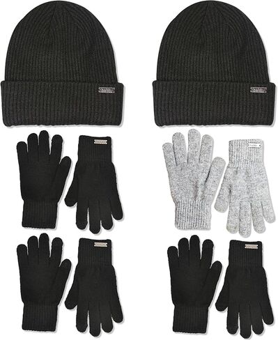 Nicole Miller New York womens Hat and Glove Set for Women Pack of 2 Winter Beanie Hats Soft & Warm Gloves Sets in Kuwait