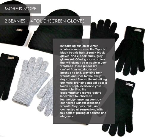 Nicole Miller New York womens Hat and Glove Set for Women Pack of 2 Winter Beanie Hats Soft & Warm Gloves Sets in Kuwait