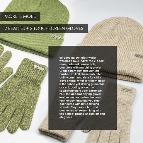 Nicole Miller New York womens Hat and Glove Set for Women Pack of 2 Winter Beanie Hats Soft & Warm Gloves Sets in Kuwait