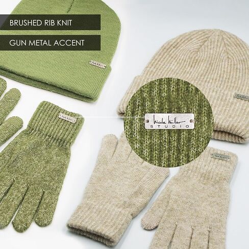 Nicole Miller New York womens Hat and Glove Set for Women Pack of 2 Winter Beanie Hats Soft & Warm Gloves Sets in Kuwait