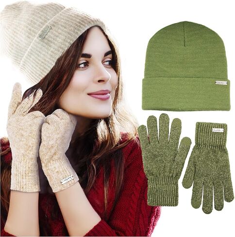 Nicole Miller New York womens Hat and Glove Set for Women Pack of 2 Winter Beanie Hats Soft & Warm Gloves Sets in Kuwait