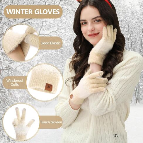 FZ FANTASTIC ZONE Womens Winter Gloves for Cold Weather Touch Screen Texting Warm Gloves Knit Thermal Gloves Gifts for Women in Kuwait