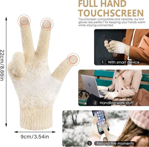 FZ FANTASTIC ZONE Womens Winter Gloves for Cold Weather Touch Screen Texting Warm Gloves Knit Thermal Gloves Gifts for Women in Kuwait