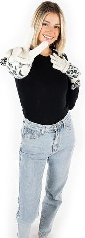 Funky Junque Warm Knit Double Layer Pom Touchscreen Texting Gloves in Kuwait