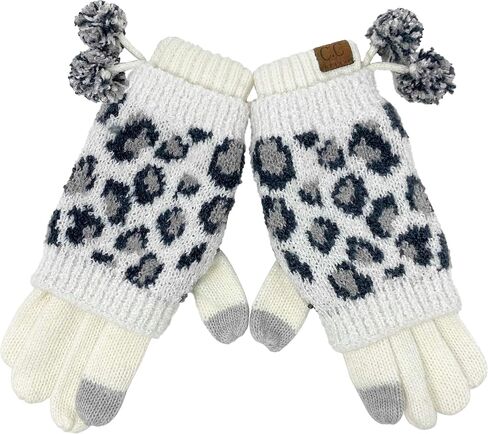 Funky Junque Warm Knit Double Layer Pom Touchscreen Texting Gloves in Kuwait