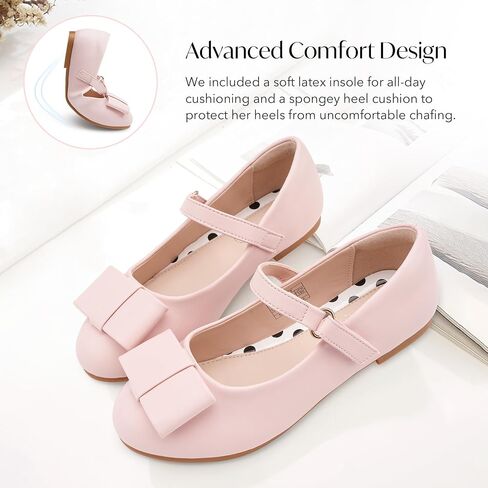 Stelle Girls Mary Jane Dress Shoes Ballerina Flat with Bow for Toddler/Little/Big Kids in Saudi Arabia