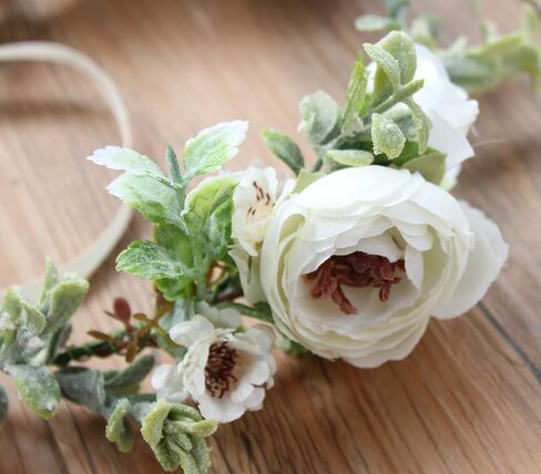 Vivivalue Pearl Flower Crown Floral Garland Headband Flower Halo Headpiece Hair Wreath Boho with Ribbon Party Wedding Festival Photos Pink in Saudi Arabia