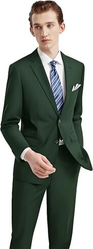 Men's 2 Piece Slim Fit Suit Set, Two Button Tuxedo for Wedding and Prom, Includes Blazer Jacket, Pants & Tie in Kuwait