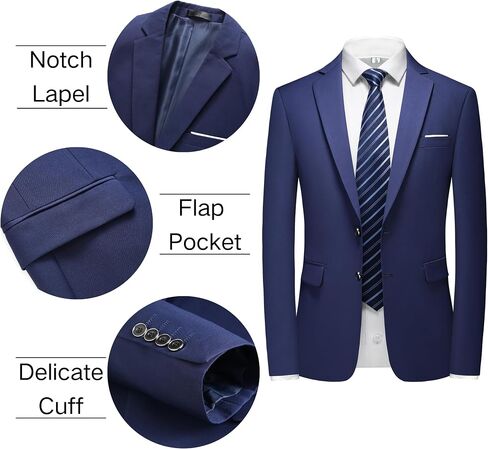 Men's 2 Piece Slim Fit Suit Set, Two Button Tuxedo for Wedding and Prom, Includes Blazer Jacket, Pants & Tie in Kuwait