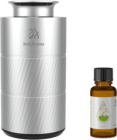 2nd Aroma Car Freshener Diffuser, Aluminum Waterless Car Diffusers for Essential Oils, 20ml Portable USB Rechargeable Smart Aromatherapy Machine with 3 Timing & 3 Mist Levels for Car Room Office in Saudi Arabia