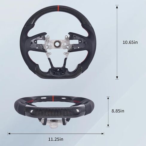 Carbon Fiber Steering Wheel for Honda Civic Gen 10th 2016-2021,Type R FK8 North American Spec, D-shaped Flat-bottom Perforated Leather Grip in Kuwait