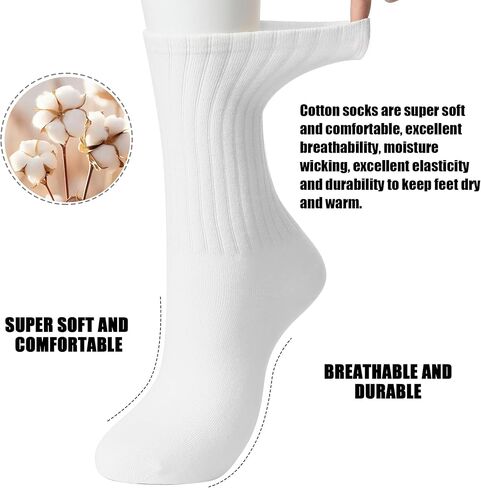 SHIZEN Women's Crew Socks Casual Athletic Lightweight Breathable Socks 3-6 Pairs Pack Size 6-11 in Saudi Arabia