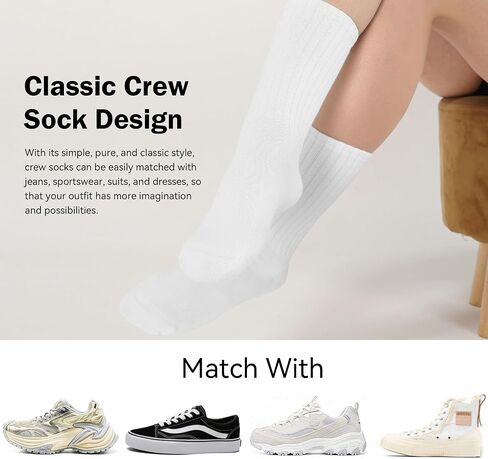 SHIZEN Women's Crew Socks Casual Athletic Lightweight Breathable Socks 3-6 Pairs Pack Size 6-11 in Saudi Arabia
