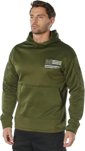 Rothco Conceal-Ops هوديي ذو خط أزرق رفيع - سويت شيرت تكتيكي بغطاء رأس مع رسومات العلم الأمريكي المتعثرة in Saudi Arabia
