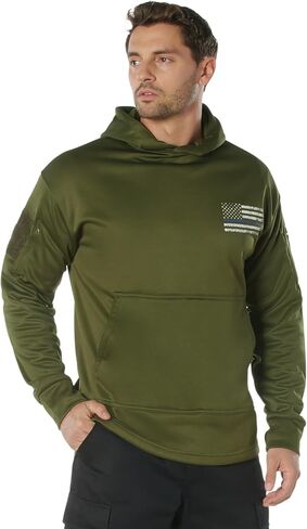 Rothco Conceal-Ops هوديي ذو خط أزرق رفيع - سويت شيرت تكتيكي بغطاء رأس مع رسومات العلم الأمريكي المتعثرة in Saudi Arabia