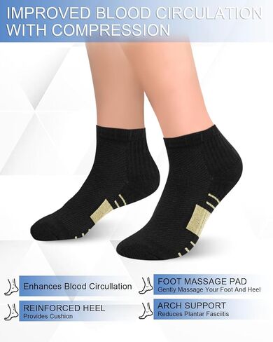 Copper Ankle Compression Socks for Women & Men 6Pairs- Plantar Fasciitis Arch Support Running Socks for Athletic in Saudi Arabia