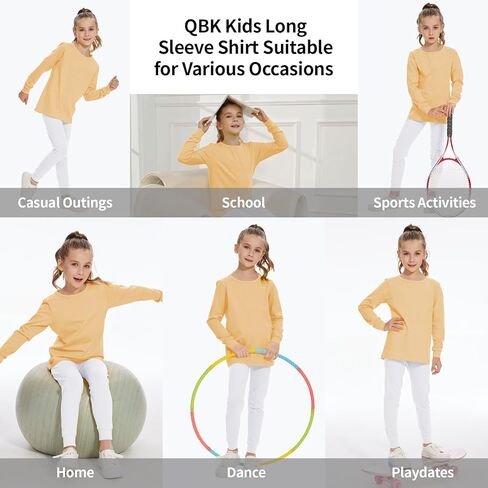 3T 4T 5T إلى 12 سنة الفتيات قمصان طويلة الأكمام الاطفال القطن تي شيرت طفل أساسي طاقم الرقبة أعلى in Kuwait