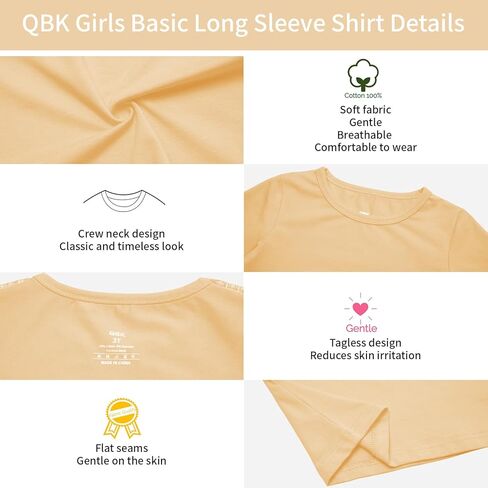 3T 4T 5T إلى 12 سنة الفتيات قمصان طويلة الأكمام الاطفال القطن تي شيرت طفل أساسي طاقم الرقبة أعلى in Kuwait