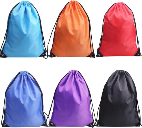 6 PCS Black Drawstring Backpack, Gym Drawstring Bags, Draw String Bag, Cinch Bags Drawstring Sackpack, Sports Backpack Storage Bags for Men and Women Sports Gym Trip Yoga Swim in Saudi Arabia