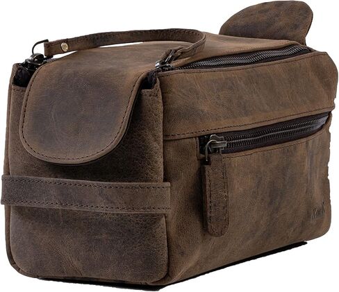 حقيبة أدوات الزينة الجلدية للجنسين طقم سفر Dopp وحقيبة جلدية مقاس 24 بوصة طوال الليل وعطلة نهاية الأسبوع حقيبة كابينة هولدول للرجال والنساء حزمة كومبو in Kuwait