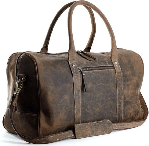 حقيبة أدوات الزينة الجلدية للجنسين طقم سفر Dopp وحقيبة جلدية مقاس 24 بوصة طوال الليل وعطلة نهاية الأسبوع حقيبة كابينة هولدول للرجال والنساء حزمة كومبو in Kuwait