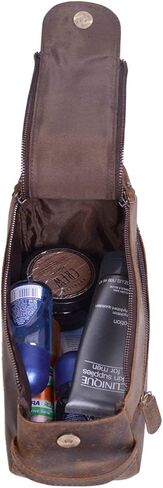 حقيبة أدوات الزينة الجلدية للجنسين طقم سفر Dopp وحقيبة جلدية مقاس 24 بوصة طوال الليل وعطلة نهاية الأسبوع حقيبة كابينة هولدول للرجال والنساء حزمة كومبو in Kuwait