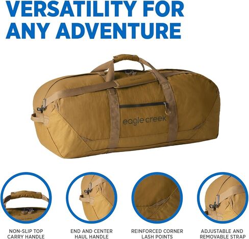 حقيبة إيجل كريك لا يهم ما هي حقيبة دفل للسفر - متينة ومقاومة للماء، مع حزام كتف قابل للإزالة، وأشرطة ضغط، وحقيبة تخزين in Kuwait