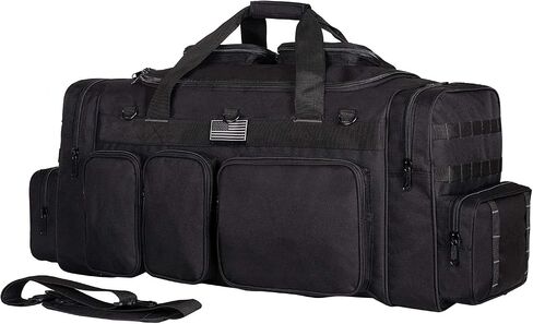 K-Cliffs Tactical Range Duffel Heavy Duty Large Gear Duffle Durable Quality Travel Sports Gym Equipment Bag Military Molle with Lockable Zippers with US Flag Patch 33 Inch Black in Saudi Arabia